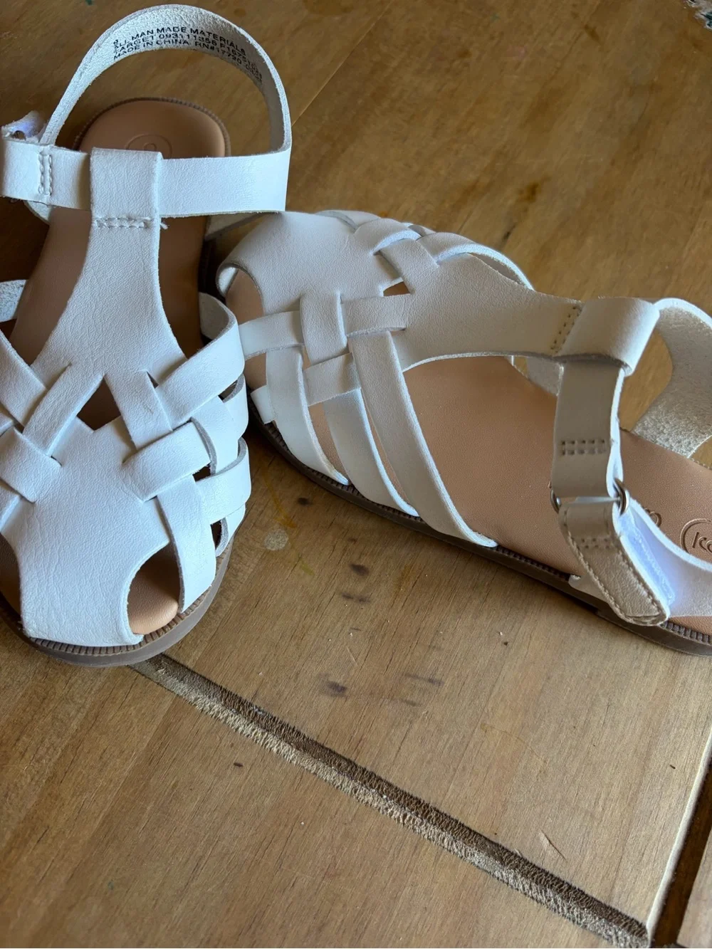 Cat & Jack White Braided T-Strap Kids Sandals